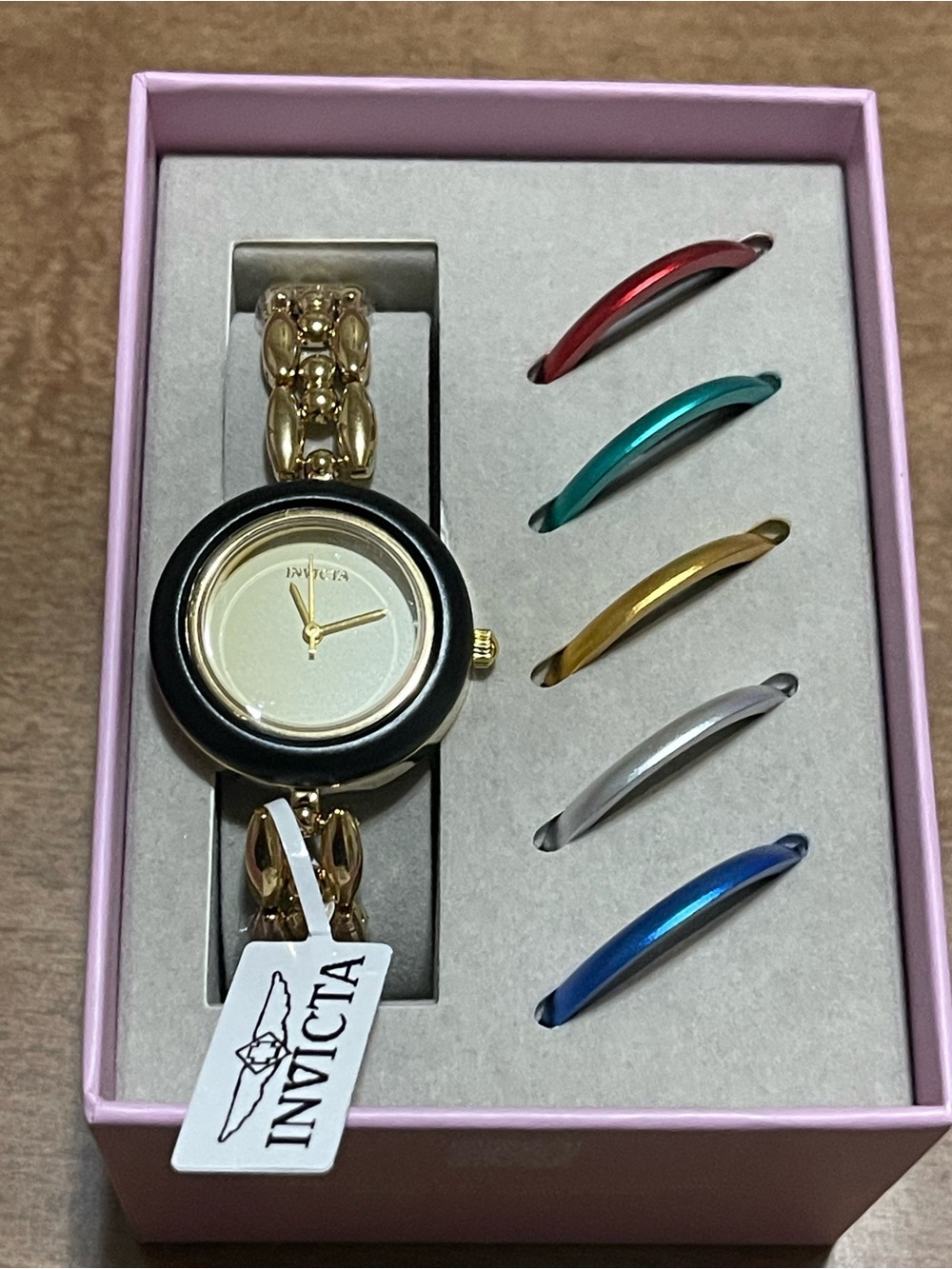 INVICTA Mayamar 6 Senses Interchangeable Bezel Lady 33mm Gold & Gold Dial New - Picture 10 of 11